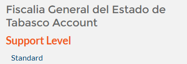 Fiscalía General del Estado de Tabasco Account. Support Level: Standard.